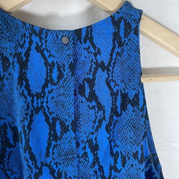 A.L.C.  Anise Black/Blue Python Snake Print Crepe Top Sz 2 - Picture 5 of 10